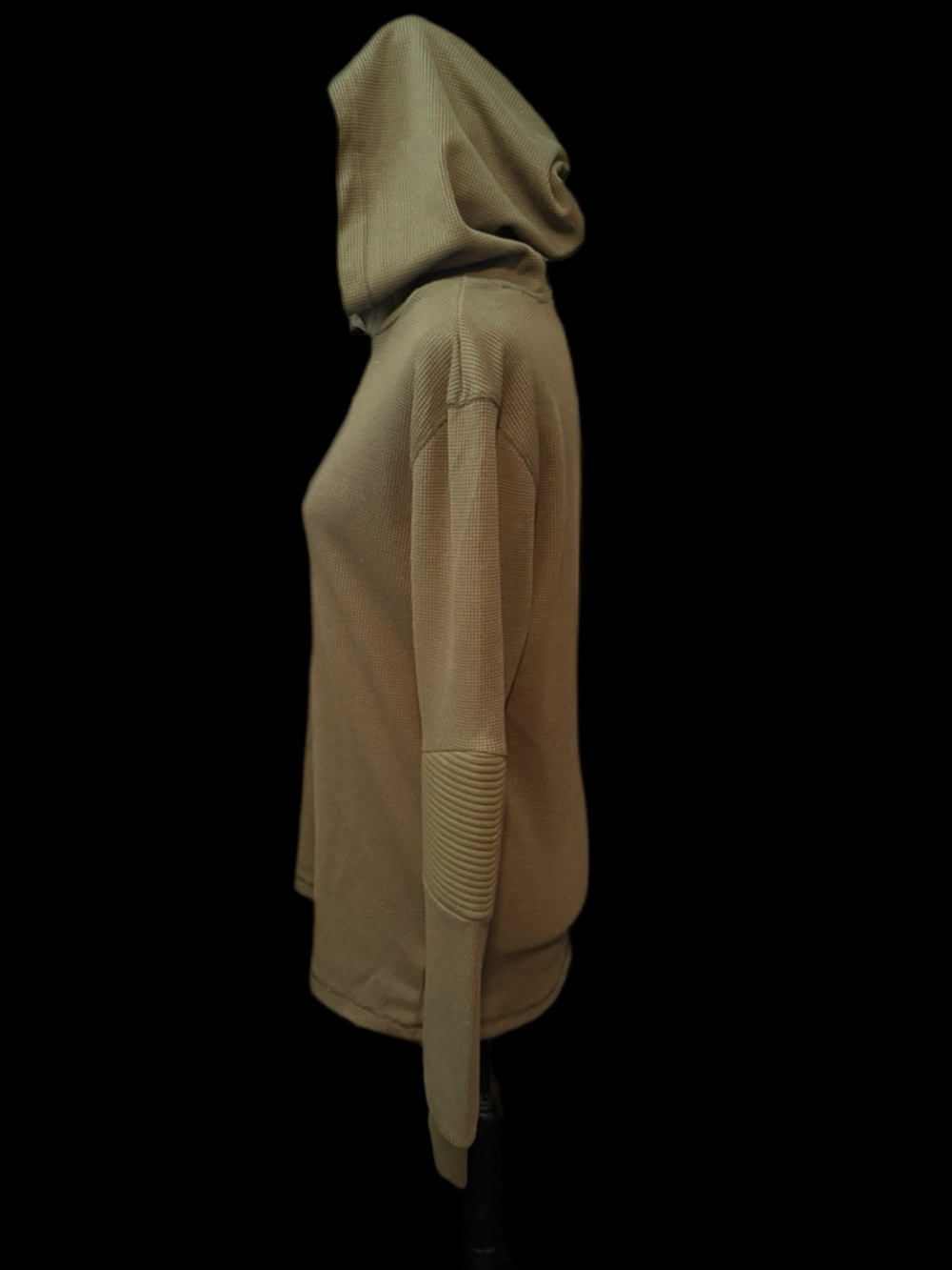 Men's Olive Hooded Waffle-Knit Pullover - Picture 3 of 5